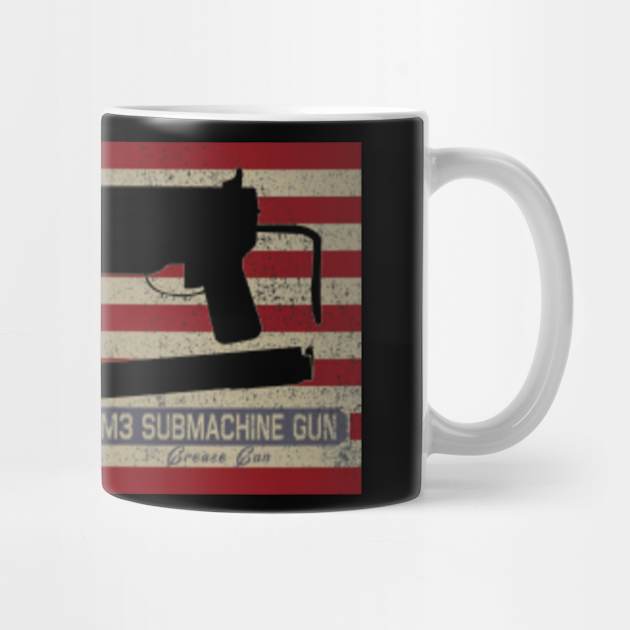 M3 Grease Gun WW2 Submachine Gun American Flag Gift M3 Grease Gun Ww2